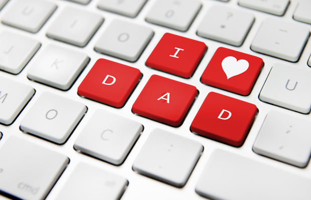 Father’s day message on a white keyboard